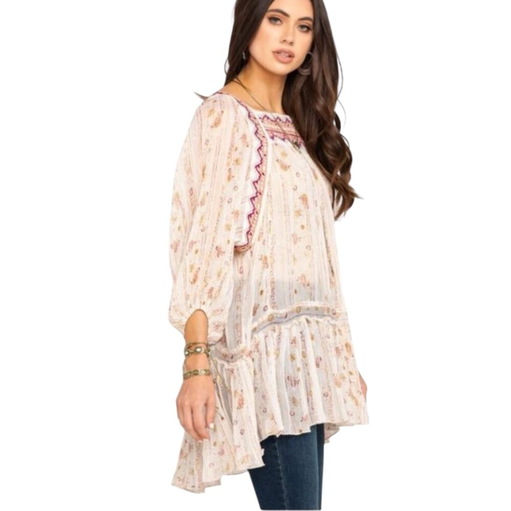 Free People Magic Dance Magic Embroidered Tunic Top Size XS - Picture 2 of 8